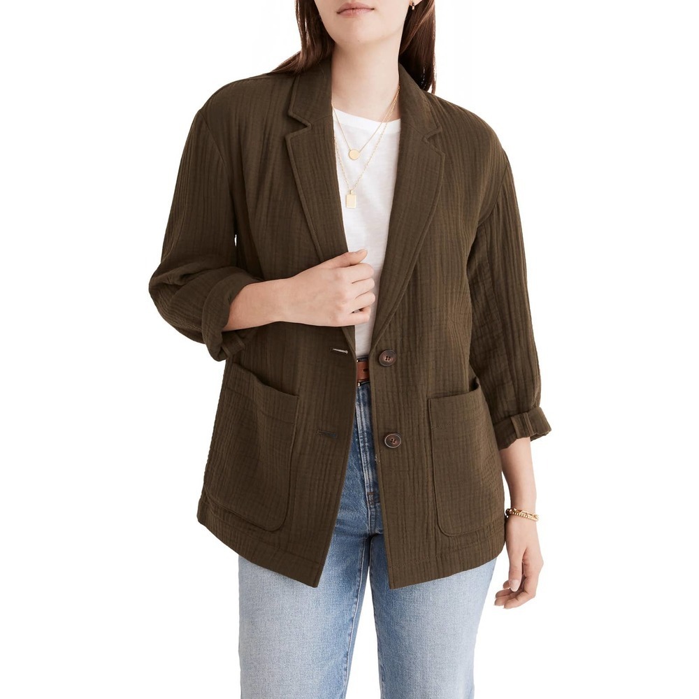 Madewell Lightspun Dorset Blazer in Green Size M